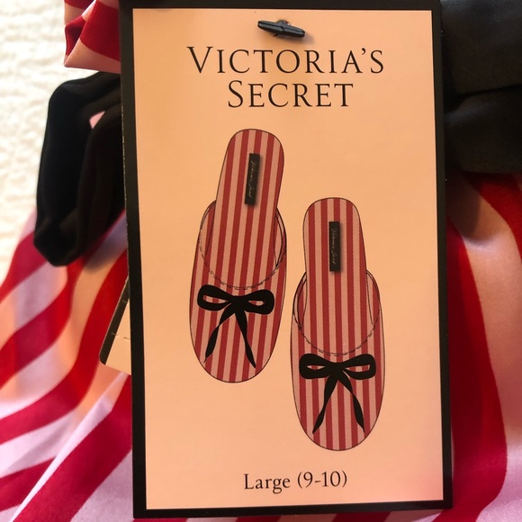 NWT Victoria’s Secret Pink & Red Striped Slippers | Size 9/10 - Picture 9 of 12